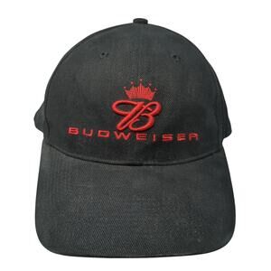 Budweiser Strapback Baseball Cap Black One Size Adjustable Embroidered 6 Panel